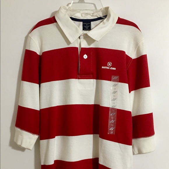 Nautica Tops - Nautica Jeans Co Shirt Red/White Stripe Sz M